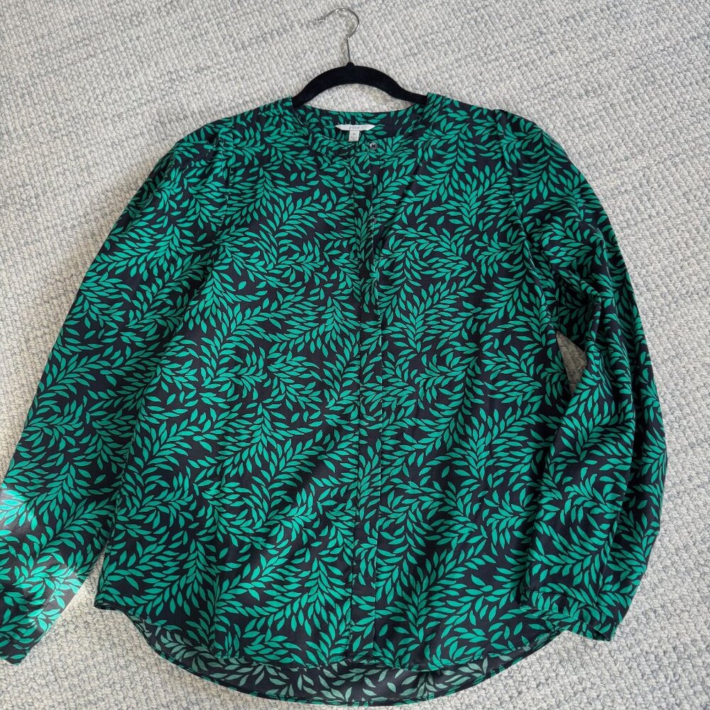 Joie Blouse Top Green Floral print sz M